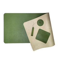 Stitched Faux Leather XXL Mouse Pad/Desk Mat Gift Set-(Green, 40”x16”)