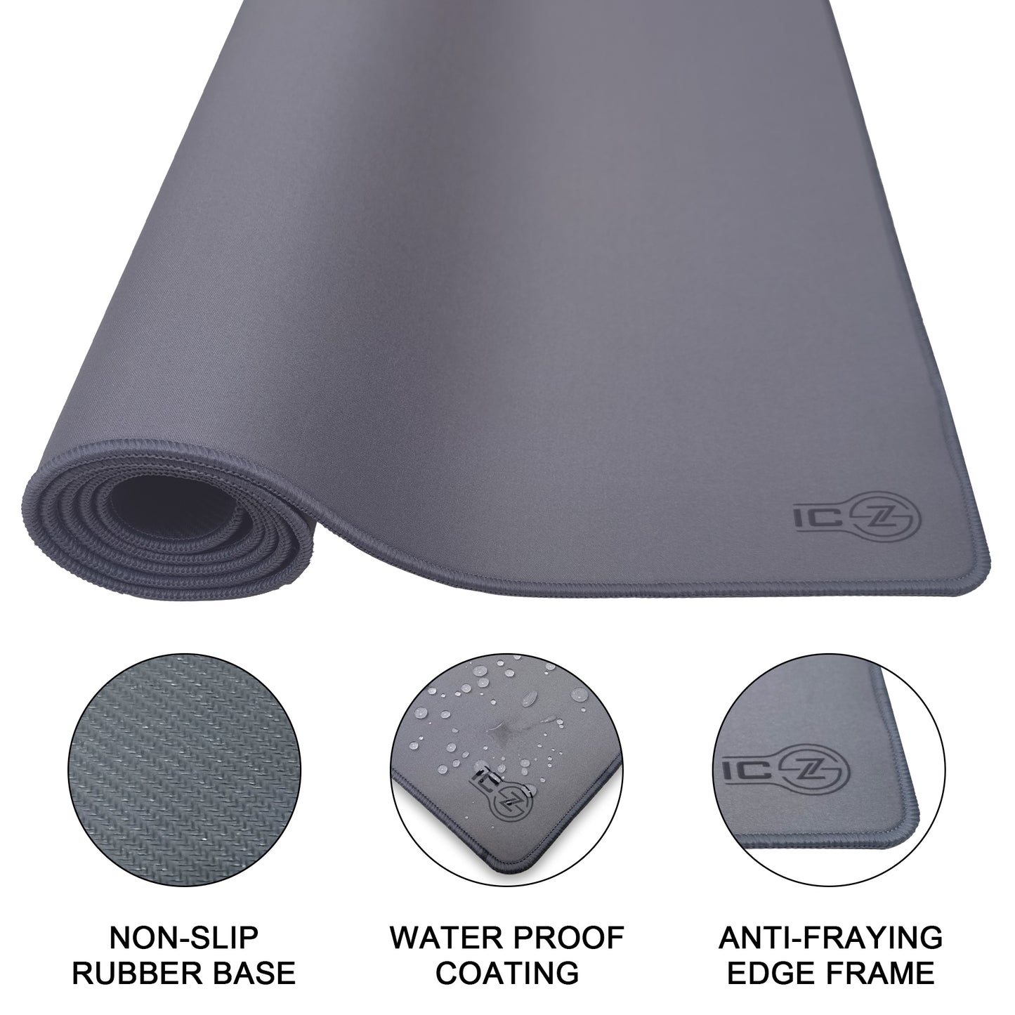 Extended Gaming Mousepads (STEEL GRAY) - Sizes (XL, XXL, 3XL, 4XL)